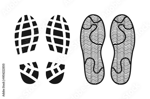 Set Grunge silhouette of footprint vector illustrations