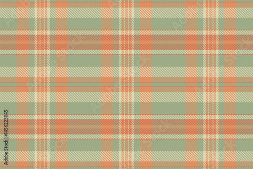 Coat fabric vector seamless, mosaic textile background check. Uk plaid texture pattern tartan in orange and pastel colors.