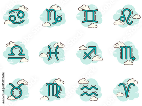 Set of Zodiac Symbols icons	
