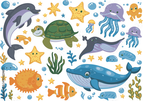 seamless pattern with sea animals