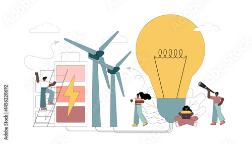 Alternative energy sources. Wind energy. Wind turbines. Conserving the planet's resources.eps