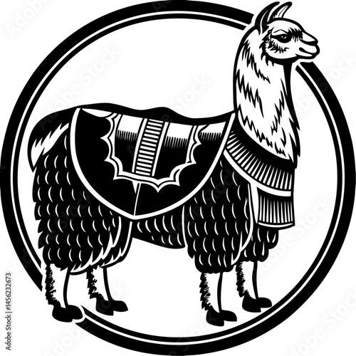 An Alpaca with a Chinese cot vector image.