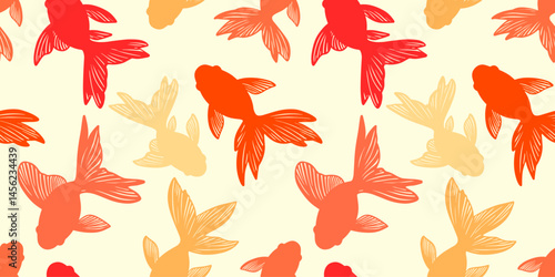swimming goldfish seamless pattern background