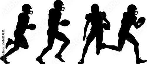 American Football Player Silhouette Vector Bundle – Quarterback, Running, Catching, Throwing Poses