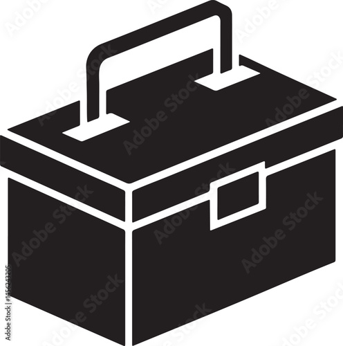 toolbox silhouette, black and white silhouette, vector and illustration