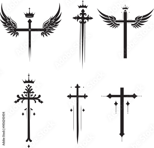cross vector illustration template black beautiful icon,