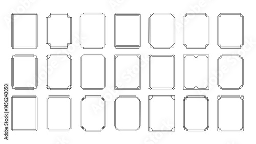 Simple decorative frame. Double stroke border. Decor thick line geometric frames for invitation, postcard, poster, web design. Vintage linear templates for text, lettering. Vector set