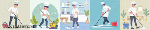 chef character vector is mopping