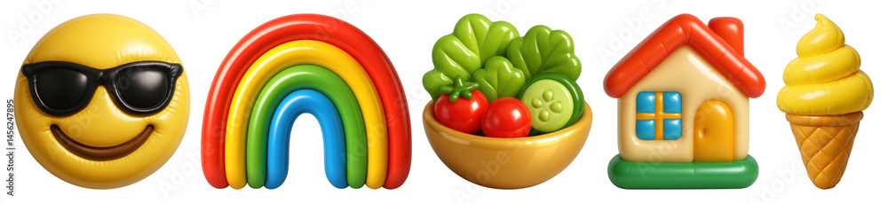 Fototapeta premium PNG colorful 3d balloon icon, transparent background