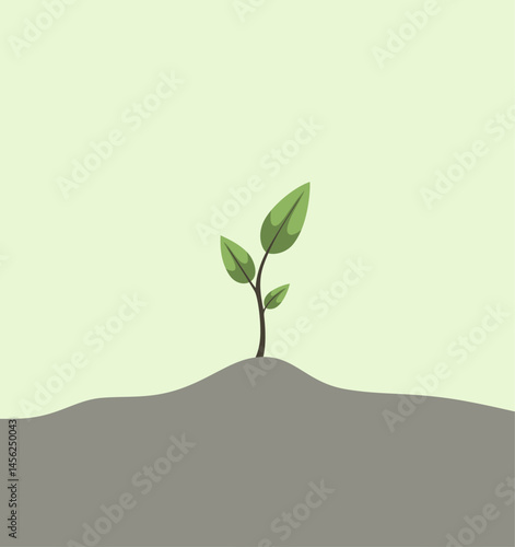 Vector illustration, a sprout sprouting from the ground