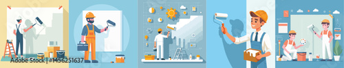 vector character architect is painting