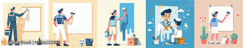 sailor character vector is painting