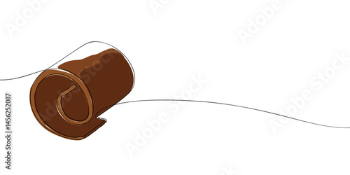 Stylized single line drawing of a curled chocolate shaving, ideal for dessert themes, minimalist food art, and confectionery visuals.