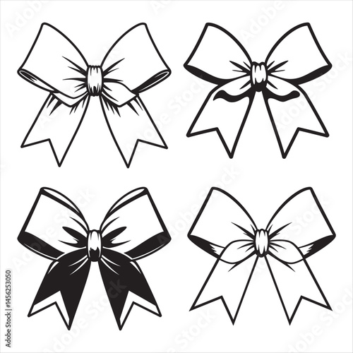 Cheer Bow Silhouette Design Clean Black and White Vector