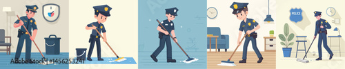 police character vector is mopping