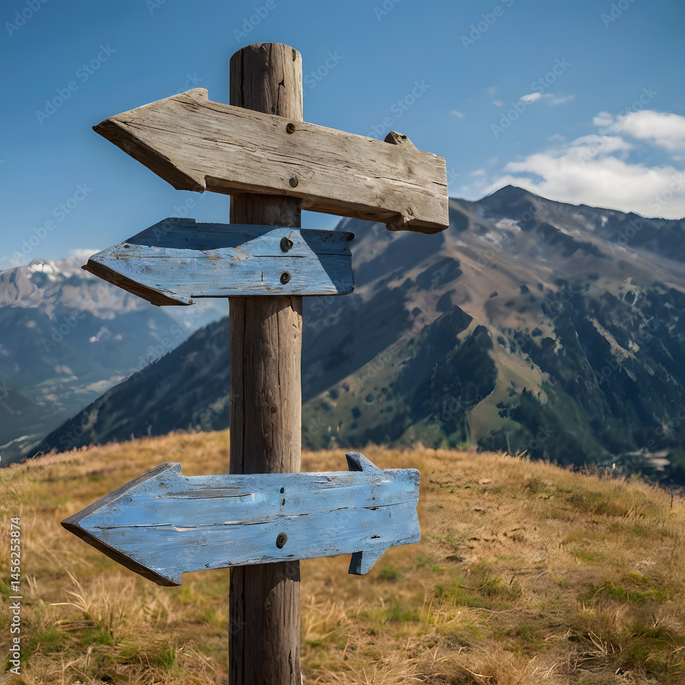 A signpost in the mountains. A signpost without inscriptions. A signpost in the mountains. A signpost without inscriptions.
