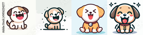 Cute little dog vector laughing happily