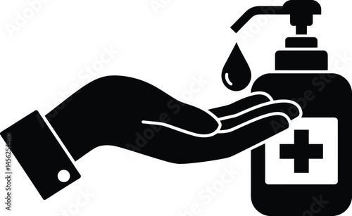 Hand Using Hand Sanitizer Pump Vector Icon Hygiene Health Care Symbol