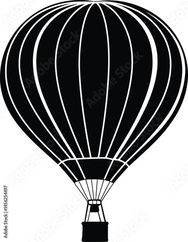 Hot Air Balloon Silhouette Vector Icon Adventure Flight Symbol