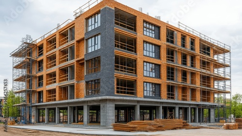 Urban construction site progress showcasing modern building framework and architectural design for property investment and real estate