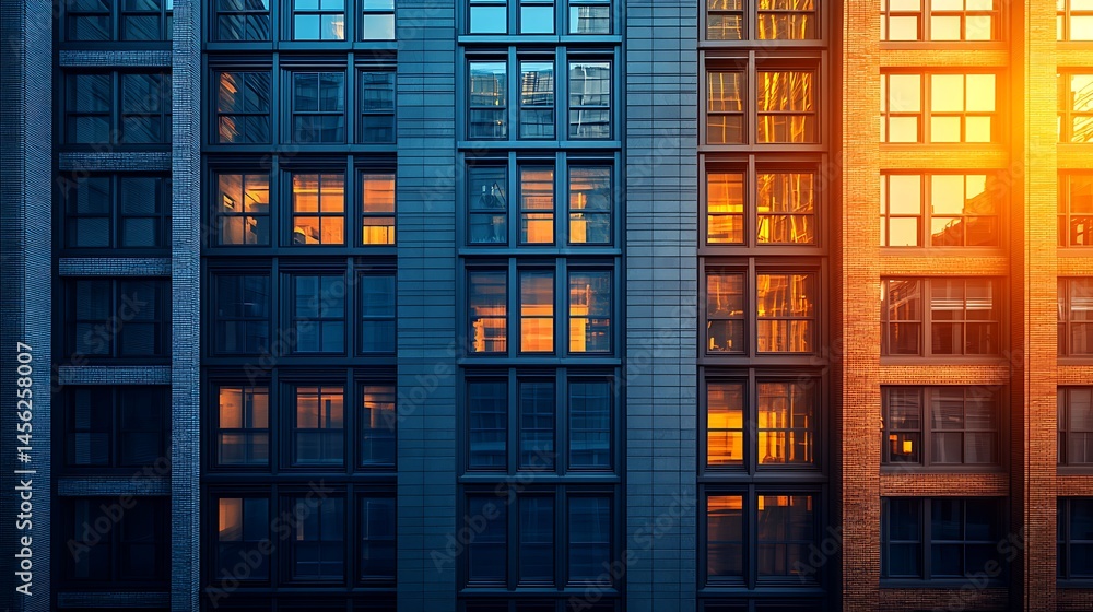 Office tower with illuminated windows at dusk high resolution photo Office tower with illuminated windows at dusk high resolution photo