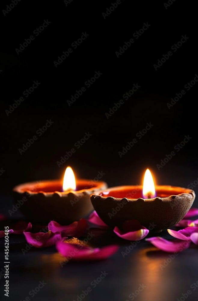 Diwali Diyas in the Festive Background, Indian Culture and Hindu Diwali Traditions Diwali Diyas in the Festive Background, Indian Culture and Hindu Diwali Traditions