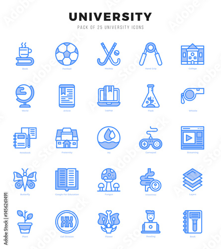 Set of University Icons Two Color icons collection.