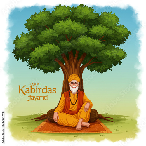 Obraz na płótnie Happy Kabir Jayanti: Saint Kabir Meditating w salonie
