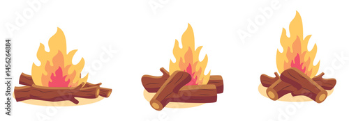 Set Bright wood campfire and bonfire flat item