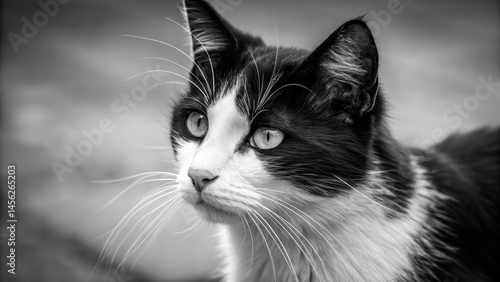 Black and White Cat Portrai...