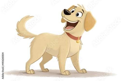 Cheerful Cartoon Golden Labrador Retriever Illustration for Kids