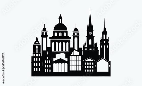 Wallpaper Mural City skyline silhouette, Chicago City Skyline Silhouette, City buildings black Silhouette vector Torontodigital.ca