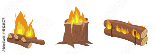 Set Bright wood campfire and bonfire flat item