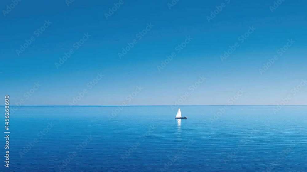 Obraz premium Long-distance shot of offshore oil rig isolated in middle of vast blue sea