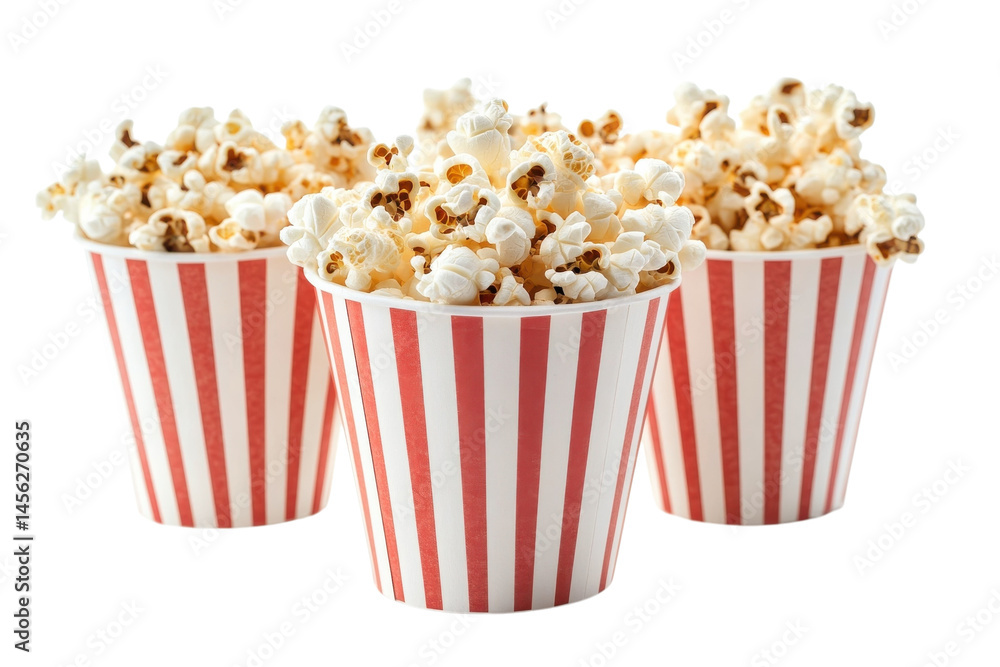 Crispy Popcorn Bucket: Movie Night Delight, Isolated White Background. Perfect for your design on transparent background Crispy Popcorn Bucket: Movie Night Delight, Isolated White Background. Perfect for your design on transparent background