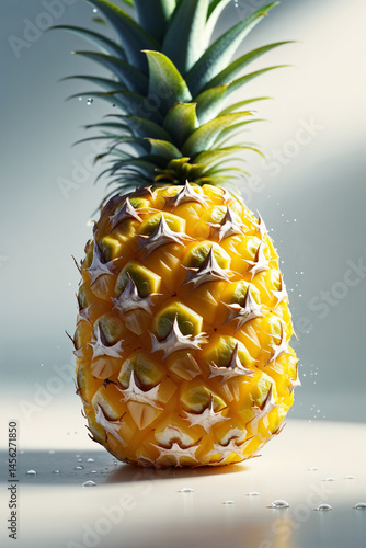 Pineapple on studio background, still life scene 
