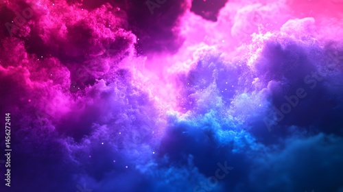 Vibrant, swirling clouds of pink, purple and blue.