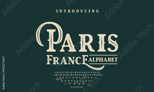 font alphabet Vintage paris france Victorian typeface decorative Font