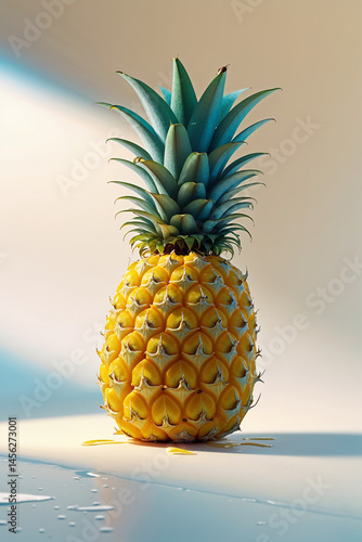Pineapple on studio background, still life scene 