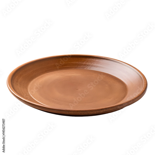 Clay brown plate isolated on transparent background