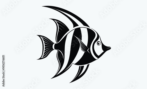 Angelfish silhouette, angelfish vector silhouette, icon, illustration on a white background
