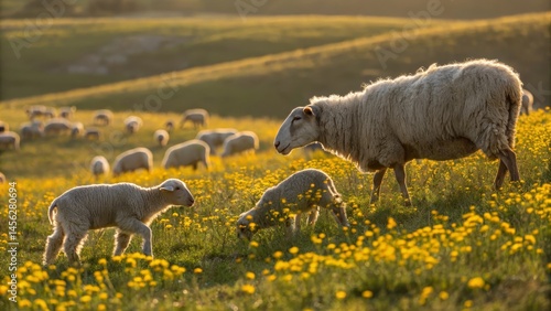 Golden Hour Sheep Family Po...