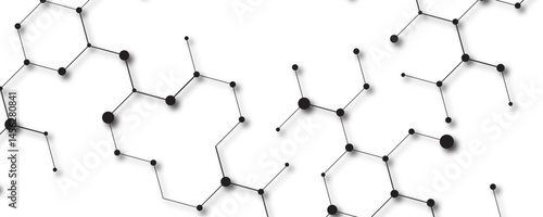 Vector banner design with hexagons. Abstract hexagonal molecules Technology background and science design. Molecular grey structure abstract tech background. Abstract hexagon or digital technology.