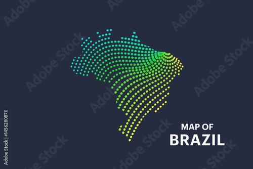 Creative style vector map of Brazil with lines. Simple dotted line art Brazil map abstract vector illustration isolated on dark background - EPS 10