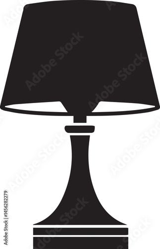 Short Lamp Silhouette Vector | Table Light, Desk Glow & Minimal Fixture in Black Vector