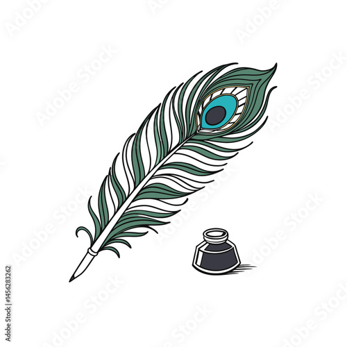 Peacock feather pen