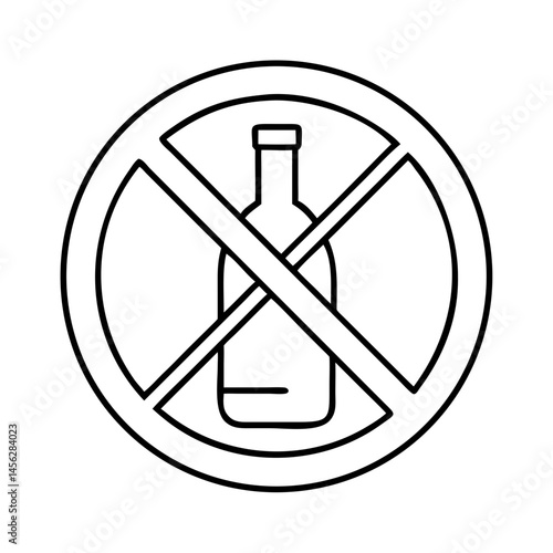 Hand-drawn no alcohol sign for health awareness and alcohol-free initiatives