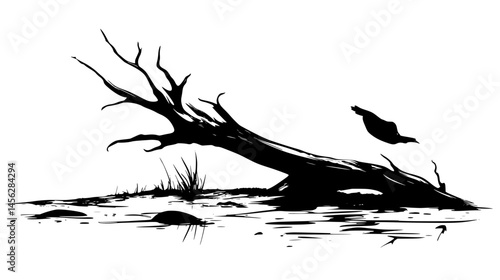 Driftwood Resting On Beach Edge, vector design