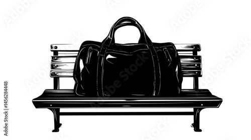 Duffel Bag Placed On Bench, vector design