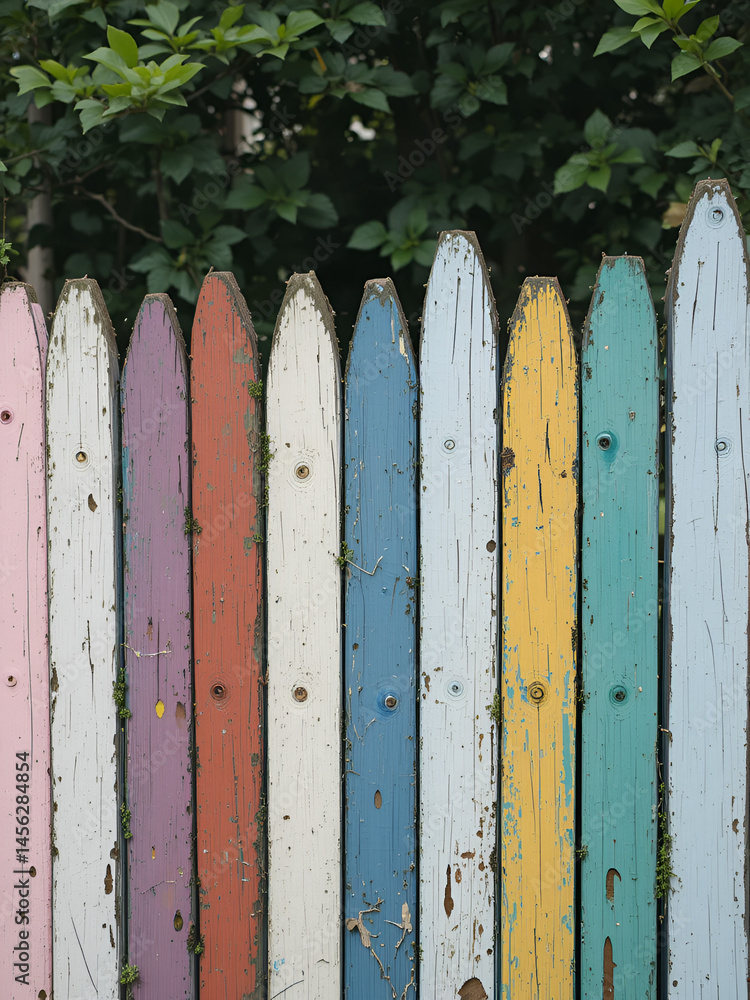 Fototapeta premium Painted wooden fence background